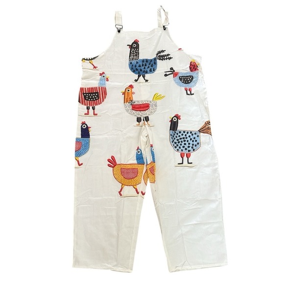 None Pants - NWOT, Women's Graphic Overalls, White, 3XL, I81
